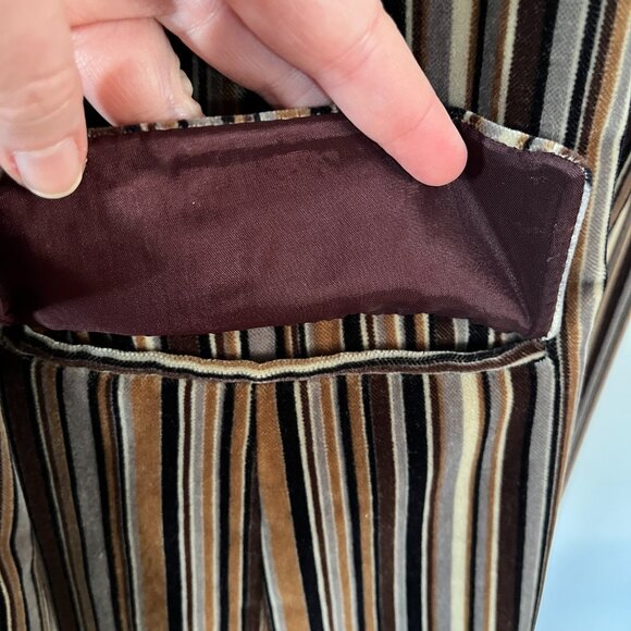 Lafayette 148 Sz 6 Velvet Brown Multi Stripe Chesterfield Single Breasted Coat - Picture 7 of 10